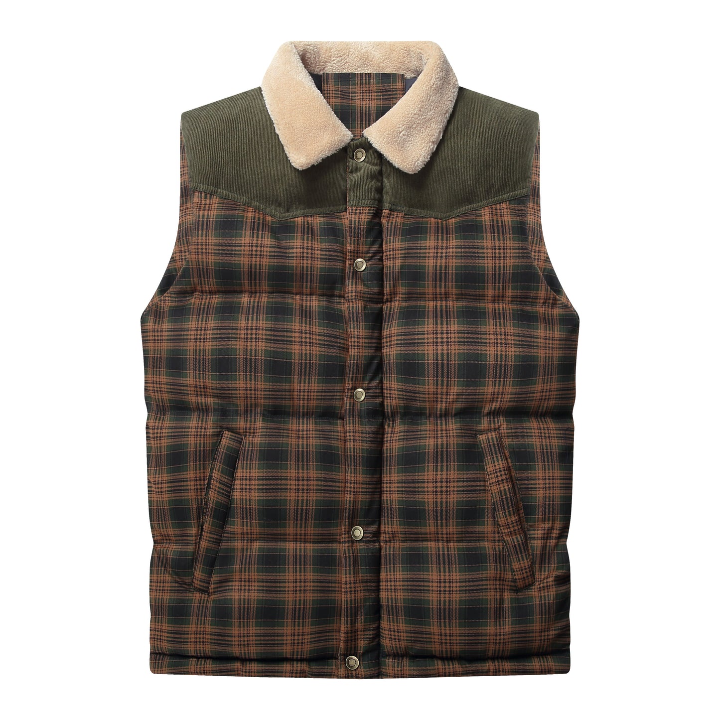 Men Neck Collar Warm Plaid Vest