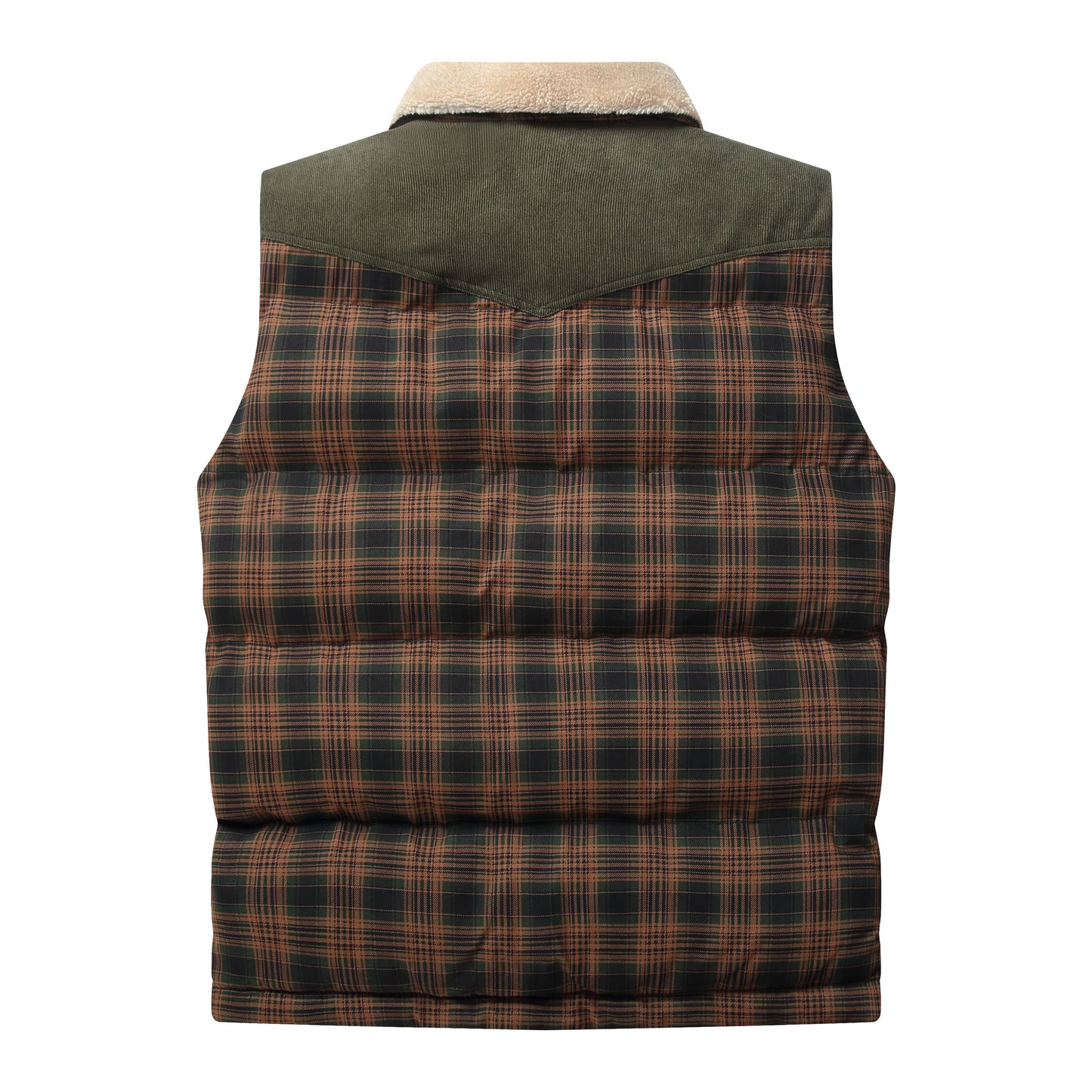 Men Neck Collar Warm Plaid Vest